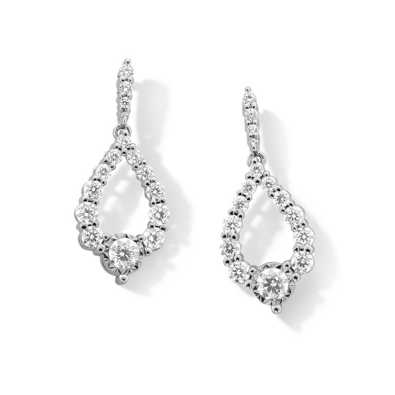 0.50 CT. T.W. Milestones Diamond Graduated Teardrop Earrings in 10K White Gold