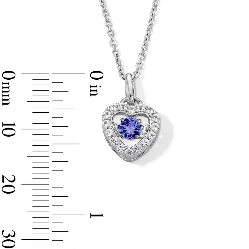 Main Image 4 of Unstoppable Love™ 4.0mm Tanzanite and White Lab-Created Sapphire Heart Frame Pendant in Sterling Silver
