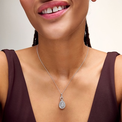 1.00 CT. T.W. Pear-Shaped Multi-Diamond Frame Infinity Drop Pendant in 10K White Gold
