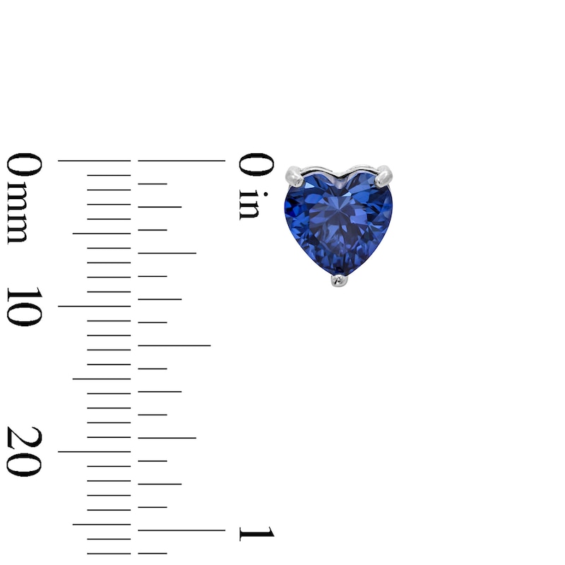 Main Image 6 of Blue and White Lab-Created Sapphire Heart Stud and Hoop Three Pair Earrings Set in Sterling Silver
