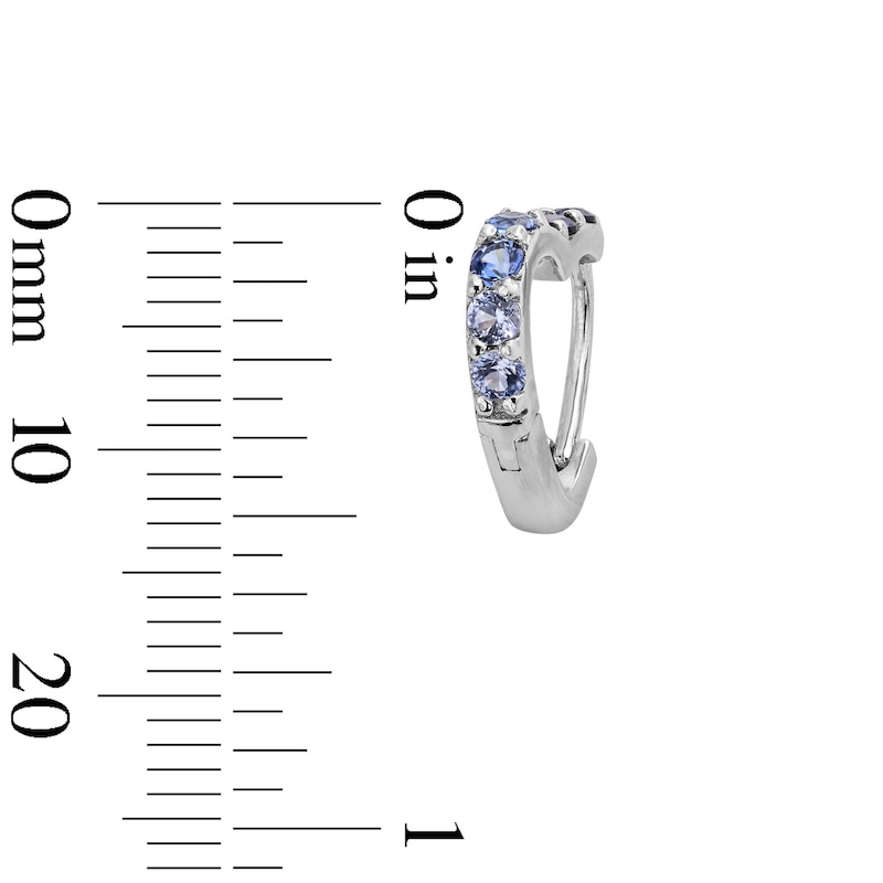 Main Image 7 of Blue and White Lab-Created Sapphire Heart Stud and Hoop Three Pair Earrings Set in Sterling Silver