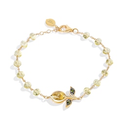 Limor Oval Lemon Quartz, Citrine and Tourmaline Bead Bracelet in Sterling Silver with 24K Gold Plate - 7.5”