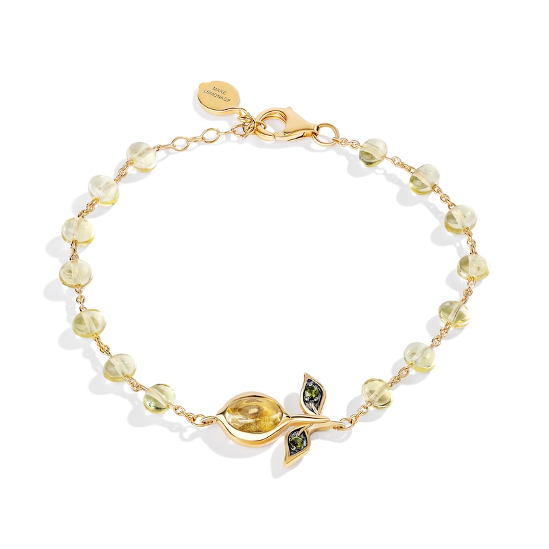 Main Image 1 of Limor Oval Lemon Quartz, Citrine and Tourmaline Bead Bracelet in Sterling Silver with 24K Gold Plate - 7.5”