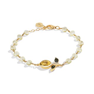 Limor Oval Lemon Quartz, Citrine and Tourmaline Bead Bracelet in Sterling Silver with 24K Gold Plate - 7.5”