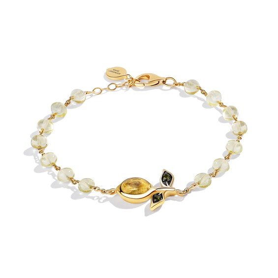 Limor Oval Lemon Quartz, Citrine and Tourmaline Bead Bracelet in Sterling Silver with 24K Gold Plate - 7.5”