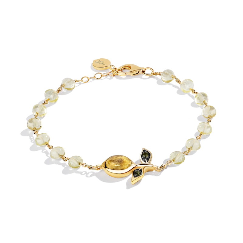 Main Image 2 of Limor Oval Lemon Quartz, Citrine and Tourmaline Bead Bracelet in Sterling Silver with 24K Gold Plate - 7.5”