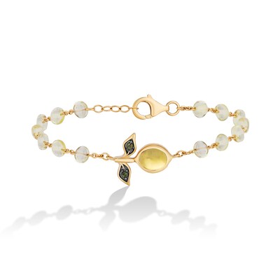 Limor Oval Lemon Quartz, Citrine and Tourmaline Bead Bracelet in Sterling Silver with 24K Gold Plate - 7.5”