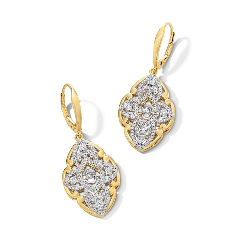 Main Image 1 of Unstoppable Love™ 0.75 CT. T.W. Diamond Ornate Scrollwork Drop Earrings in 10K Gold