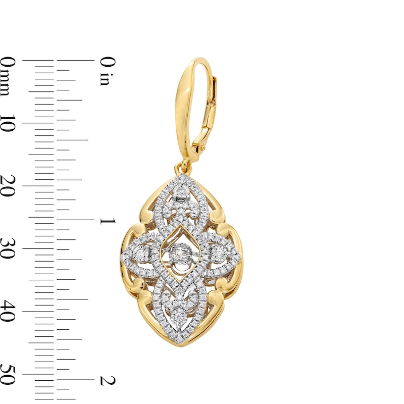 Main Image 3 of Unstoppable Love™ 0.75 CT. T.W. Diamond Ornate Scrollwork Drop Earrings in 10K Gold