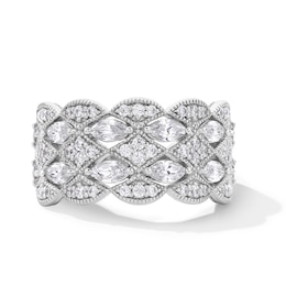 Emmy London 1.25 CT. T.W. Marquise and Round Certified Lab-Grown Diamond Multi-Row Anniversary Band in 18K White Gold