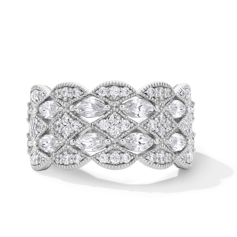 Main Image 1 of Emmy London 1.25 CT. T.W. Marquise and Round Certified Lab-Grown Diamond Multi-Row Anniversary Band in 18K White Gold