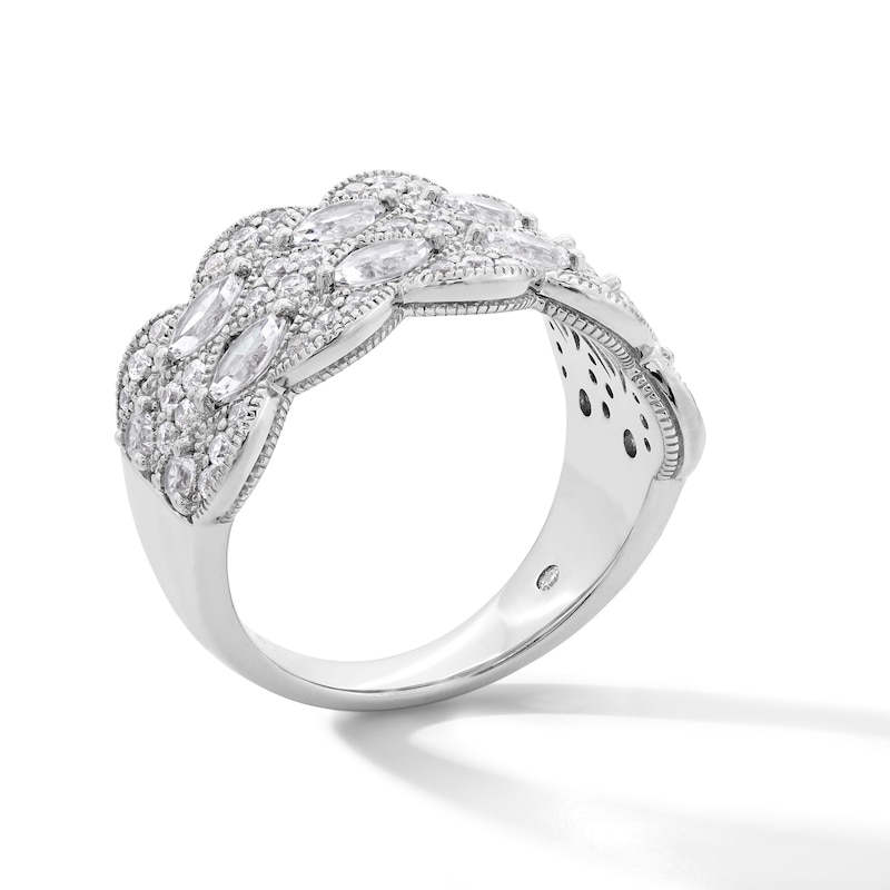 Main Image 3 of Emmy London 1.25 CT. T.W. Marquise and Round Certified Lab-Grown Diamond Multi-Row Anniversary Band in 18K White Gold