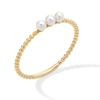 Thumbnail Image 3 of Freshwater Cultured Pearl Three Stone Beaded Ring in 10K Gold