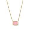 Thumbnail Image 1 of Baguette-Cut Pink Opal Sideways Necklace in 10K Gold - 17”