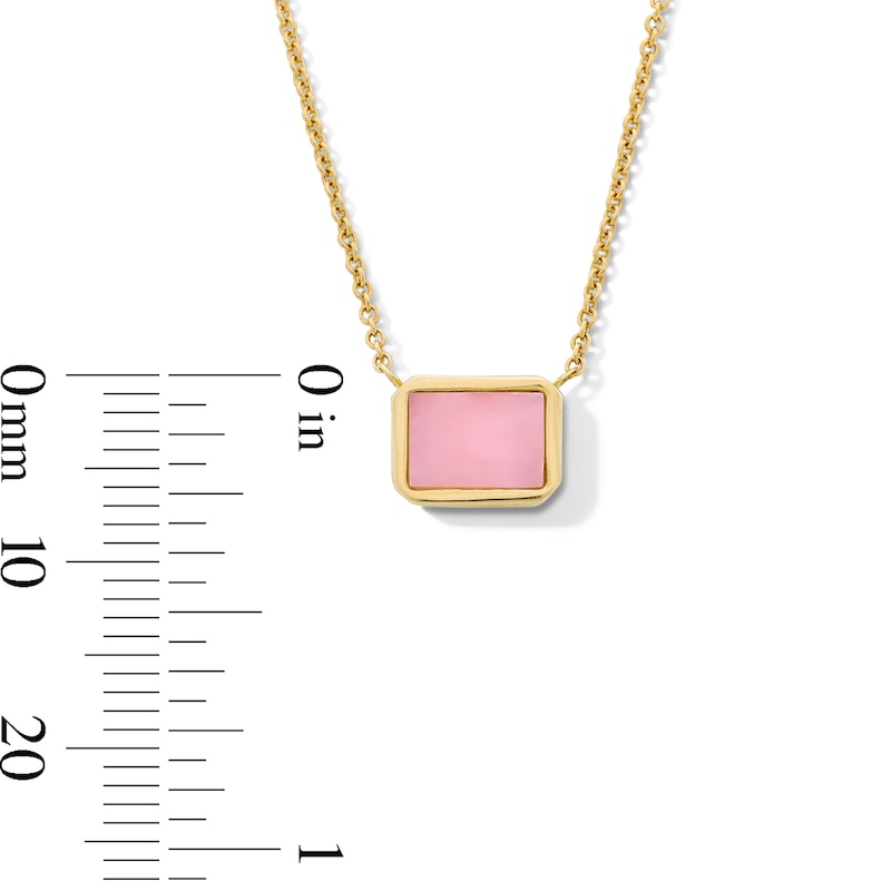 Main Image 4 of Baguette-Cut Pink Opal Sideways Necklace in 10K Gold - 17”