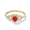 Thumbnail Image 1 of 5.0mm Heart-Shaped Certified Ruby and 0.25 CT. T.W. Diamond Frame Collar Ring in 10K Gold