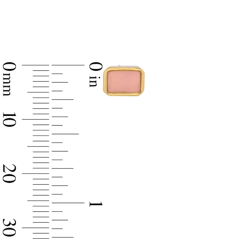 Main Image 3 of Baguette-Cut Pink Opal Stud Earrings in 10K Gold