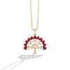 Thumbnail Image 1 of Limor Garnet and 0.04 CT. T.W. Diamond Maple Tree Pendant in Sterling Silver with 24K Gold Plate - 26”