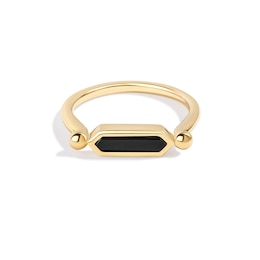 Limor Elongated Hexagon Onyx Sideways Solitaire Ring in 10K Gold