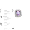 Thumbnail Image 3 of Emerald-Cut Amethyst and White Lab-Created Sapphire Double Frame Stud Earrings in 10K Gold