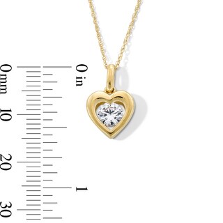 5.0mm White Lab-Created Sapphire Solitaire Heart Frame Pendant in 10K Gold