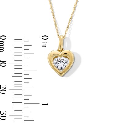 5.0mm White Lab-Created Sapphire Solitaire Heart Frame Pendant in 10K Gold