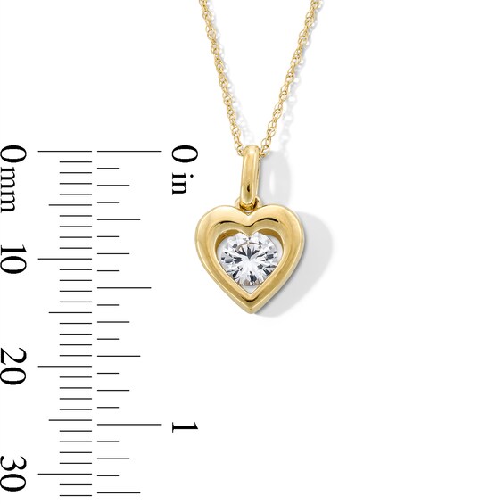 5.0mm White Lab-Created Sapphire Solitaire Heart Frame Pendant in 10K Gold