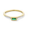 Thumbnail Image 1 of Baguette-Cut Lab-Created Emerald and White Lab-Created Sapphire Sideways Stackable Ring in 10K Gold