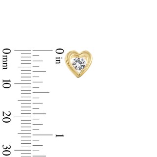 4.0mm White Lab-Created Sapphire Solitaire Heart Frame Stud Earrings in 10K Gold