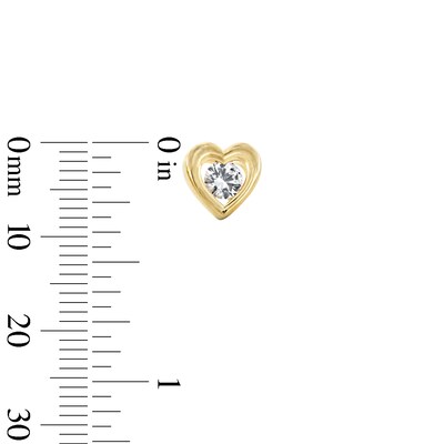 4.0mm White Lab-Created Sapphire Solitaire Heart Frame Stud Earrings in 10K Gold