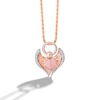 Thumbnail Image 1 of Limor Heart-Shaped Pink Opal and 0.04 CT. T.W. Diamond Angel Pendant in Sterling Silver with 14K Rose Gold Plate