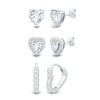 Thumbnail Image 1 of White Lab-Created Sapphire Heart Stud and Hoop Three Pair Earrings Set in Sterling Silver