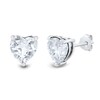Thumbnail Image 2 of White Lab-Created Sapphire Heart Stud and Hoop Three Pair Earrings Set in Sterling Silver