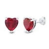 Thumbnail Image 2 of Lab-Created Ruby and White Lab-Created Sapphire Heart Stud and Hoop Three Pair Earrings Set in Sterling Silver