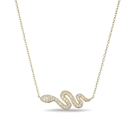 White Lab-Created Sapphire Snake Necklace in Sterling Silver with 18K Gold Plate