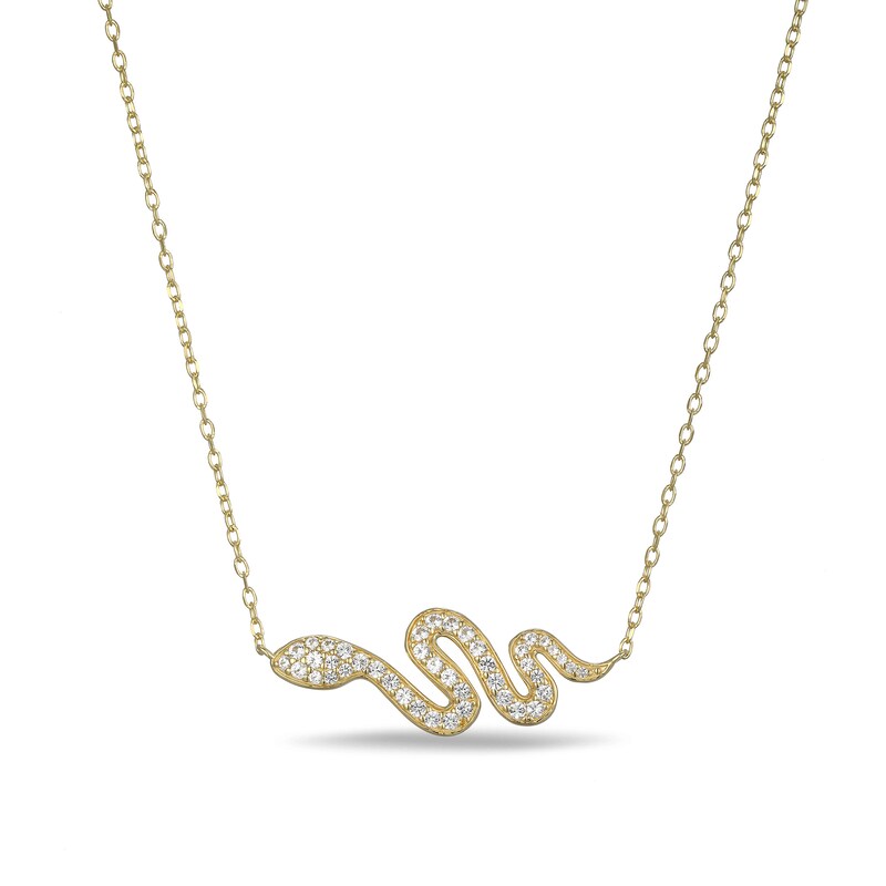 Main Image 1 of White Lab-Created Sapphire Snake Necklace in Sterling Silver with 18K Gold Plate