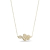 Thumbnail Image 2 of White Lab-Created Sapphire Snake Necklace in Sterling Silver with 18K Gold Plate