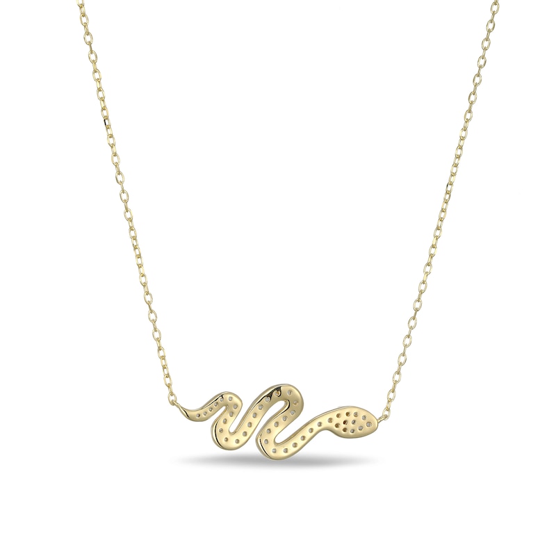 Main Image 4 of White Lab-Created Sapphire Snake Necklace in Sterling Silver with 18K Gold Plate