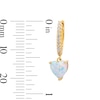 Thumbnail Image 3 of 6.0mm Heart-Shaped Lab-Created Opal and 0.115 CT. T.W. Diamond Hoop Drop Earrings in 10K Gold