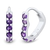 Thumbnail Image 4 of Amethyst and White Lab-Created Sapphire Heart Stud and Hoop Three Pair Earrings Set in Sterling Silver