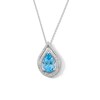 Thumbnail Image 1 of Pear-Shaped Swiss Blue Topaz and White Lab-Created Sapphire Double Frame Pendant in Sterling Silver