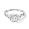 Thumbnail Image 1 of 1.00 CT. T.W. Certified Lab-Grown Diamond Cushion Frame Twist Shank Engagement Ring in 10K White Gold (F/SI2)