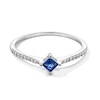 Thumbnail Image 1 of Tilted Princess-Cut Blue and White Lab-Created Sapphire Ring in 10K White Gold