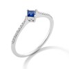 Thumbnail Image 3 of Tilted Princess-Cut Blue and White Lab-Created Sapphire Ring in 10K White Gold