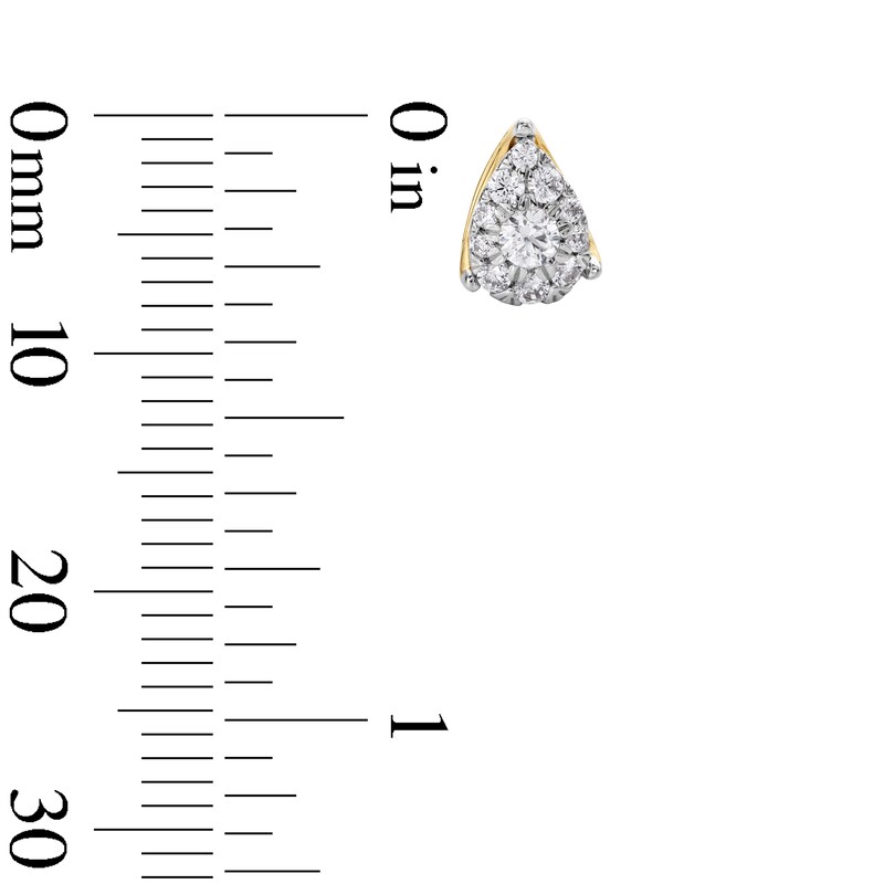 Main Image 3 of 0.30 CT. T.W. Pear-Shaped Multi-Diamond Stud Earrings in 10K Gold