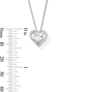 6.0mm Heart-Shaped White Lab-Created Sapphire Frame Pendant in Sterling Silver