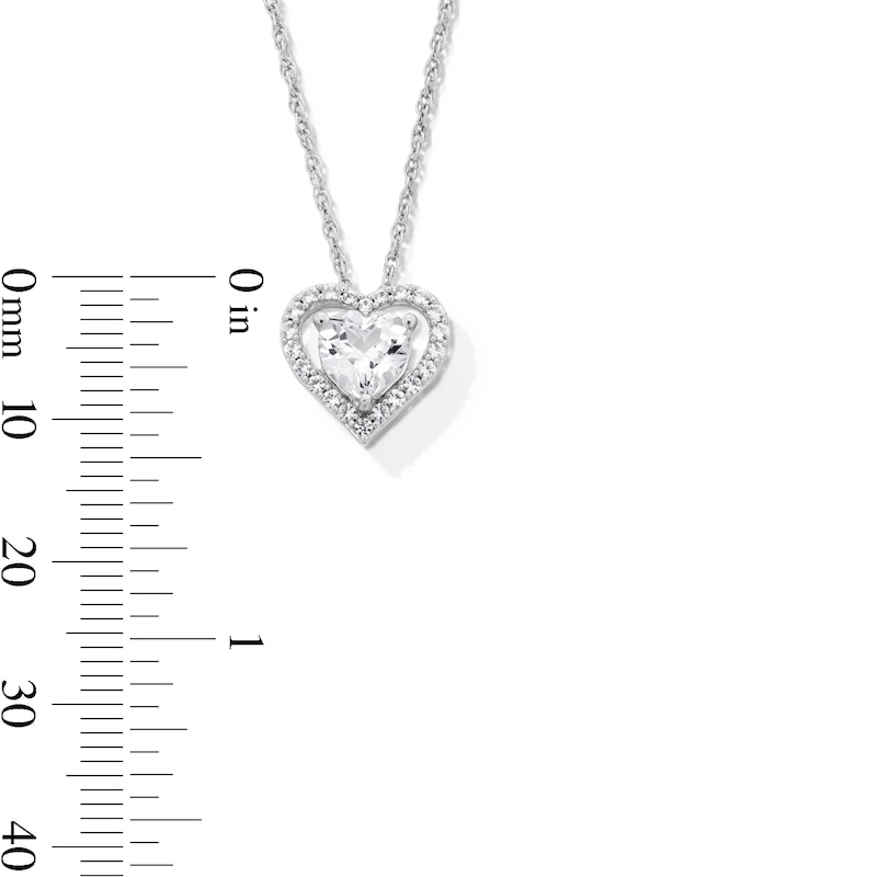 Main Image 3 of 6.0mm Heart-Shaped White Lab-Created Sapphire Frame Pendant in Sterling Silver