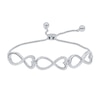 Thumbnail Image 1 of 0.29 CT. T.W. Diamond Infinity Heart Link Bolo Bracelet in Sterling Silver - 9.0"