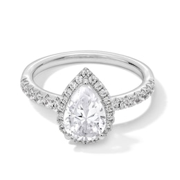 1.95 CT. T.W. Pear-Shaped Certified Lab-Grown Diamond Frame Engagement Ring in 14K White Gold (F/VS2)