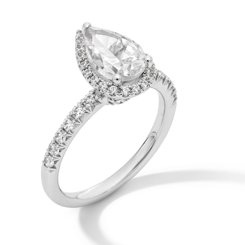Main Image 3 of 1.95 CT. T.W. Pear-Shaped Certified Lab-Grown Diamond Frame Engagement Ring in 14K White Gold (F/VS2)